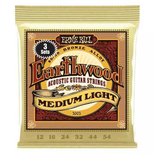 Ernie Ball 3003 Earthwood Medium Light 80/20 Bronze Acoustic 3 Pack