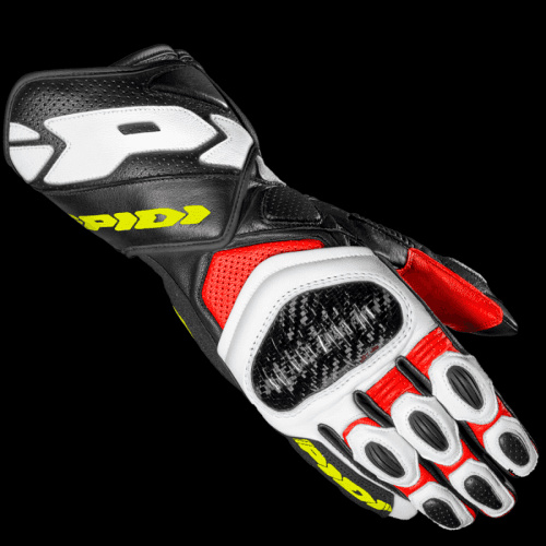 Spidi Carbo 7 Red Yellow Fluorescent Motorcycle Gloves S