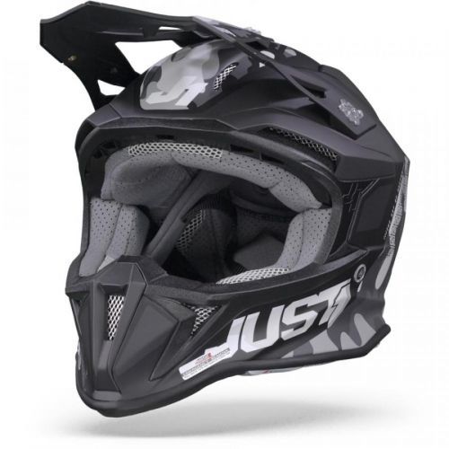JUST1 J18 MIPS Pulsar Grey Camo Black Motocross Helmet XS
