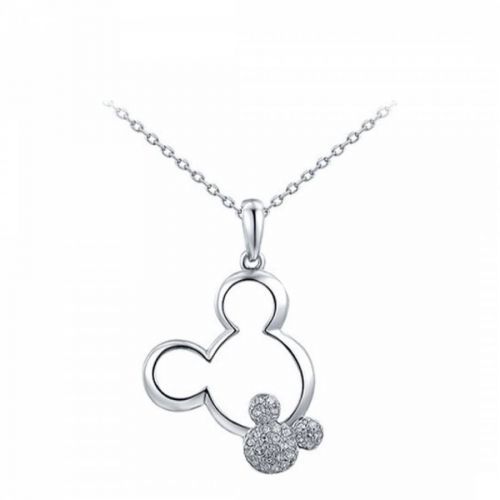 Silver Plated Mickey Mouse Necklace with Swarovski Crystals