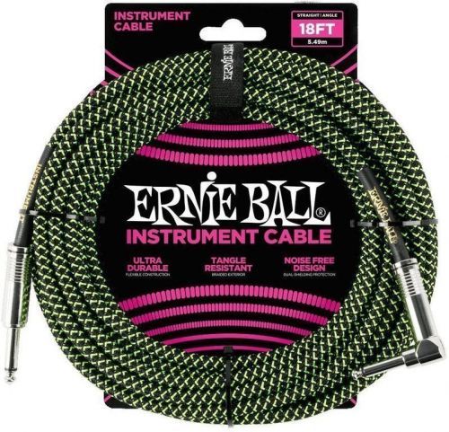 Ernie Ball 18' Braided Straight Angle Black/Green