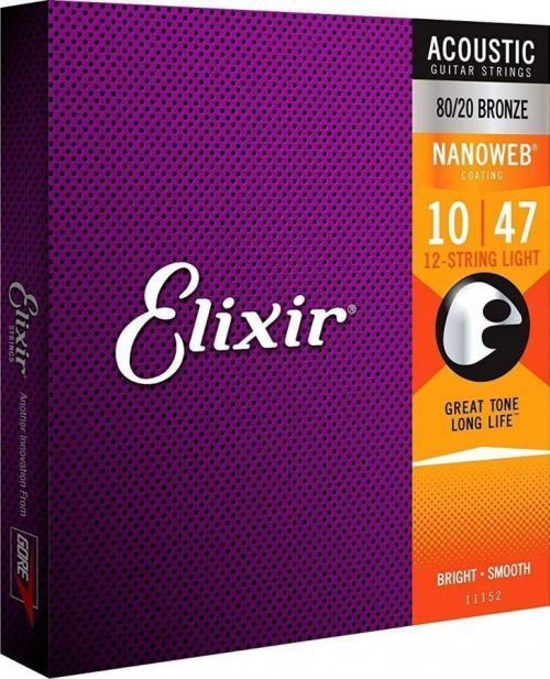 Elixir 11152 Acoustic NanoWeb 80/20 Bronze 12-string Extra Light