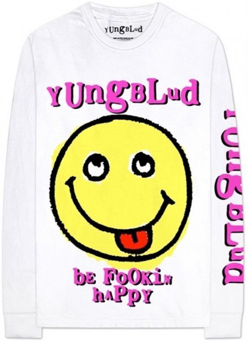 Yungblud Unisex Long Sleeved Tee Raver Smile (Arm & Back Print) White 2XL