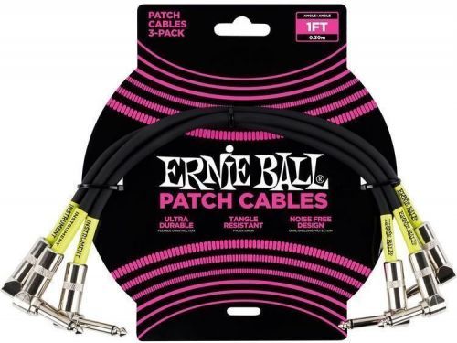 Ernie Ball 1' Angle / Angle Patch Cable 3-Pack Black