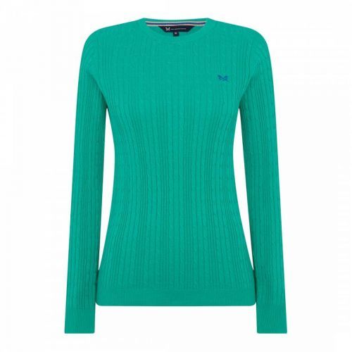 Green Cotton Cable Knit Jumper