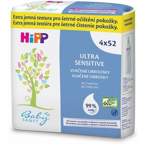 Hipp Babysanft Ultra Sensitive Wet Wipes for Kids Fragrance-Free 52 pc