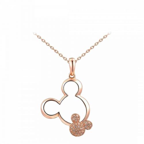 Rose Gold Plated Mickey Mouse Necklace with Swarovski Crystals