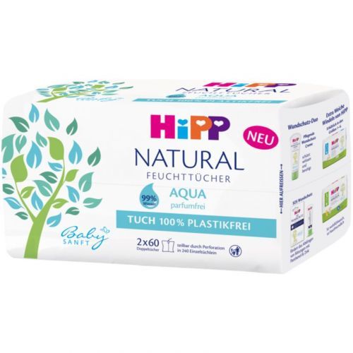 Hipp Babysanft Aqua Natural Wet Cleansing Wipes for Children from Birth 10 pc
