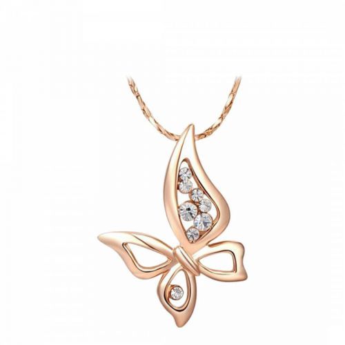 Rose Gold Plated Butterfly Necklace with Swarovski Crystals