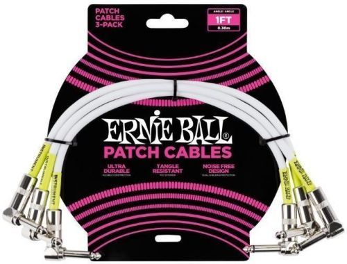 Ernie Ball 1' Angle / Angle Patch Cable 3-Pack White