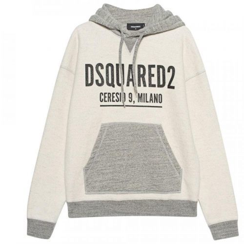 Dsquared2 - Men's Grey Printed oversize fleece hoodie, S / GREY