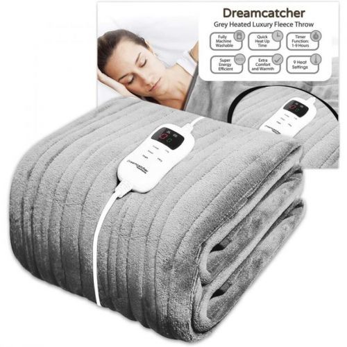 Dreamcatcher Deluxe Grey Electric Throw | Luxurious Heated Soft Fleece