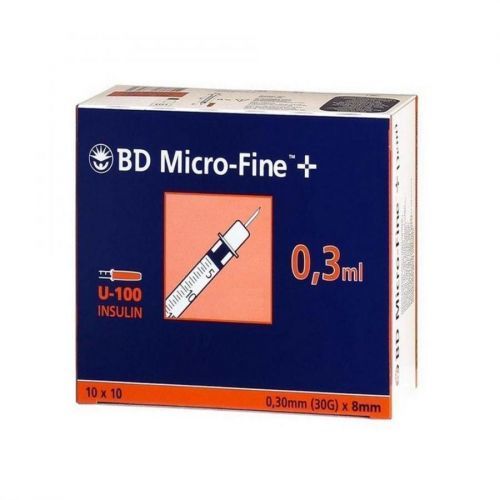 BD MicroFine + Plus 0.3ml U100 30G 8mm x 100
