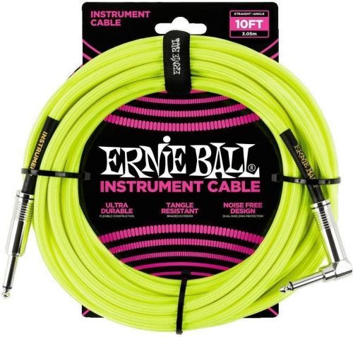 Ernie Ball 10' Braided Straight Angle Neon Yellow