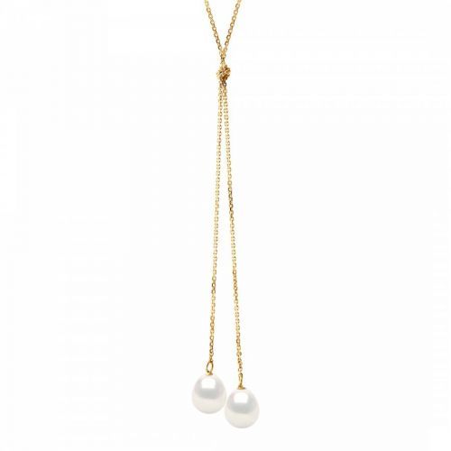 White Gold Freshwater Pearl You & Me Necklace