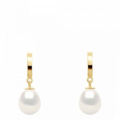 White Freshwater Pearl Drop Stud Earrings