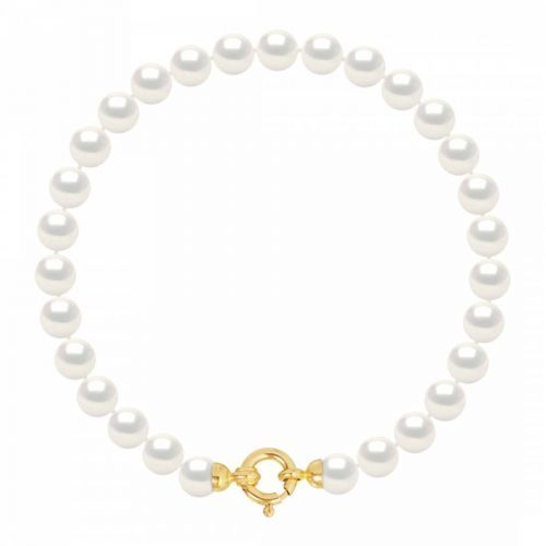 White Gold Freshwater Pearl Row Bracelet