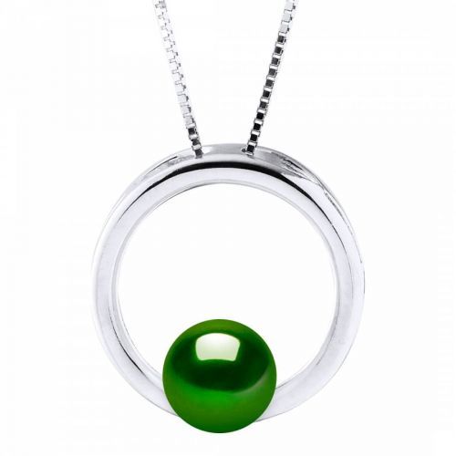 Malachite Green Freshwater Pearl Hoop Necklace