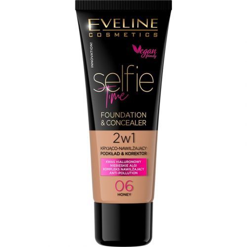 Eveline Cosmetics Selfie Time Foundation and Concealer 2 in 1 Shade 06 Honey 30 ml