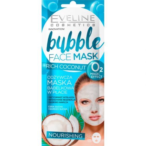 Eveline Cosmetics Bubble Mask Rich Coconut nourishing face sheet mask with Coconut 1 pc