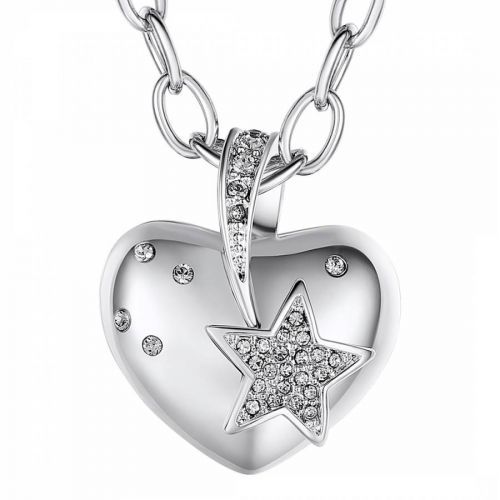 Silver Heart Pendant Necklace with Swarovski Crystals