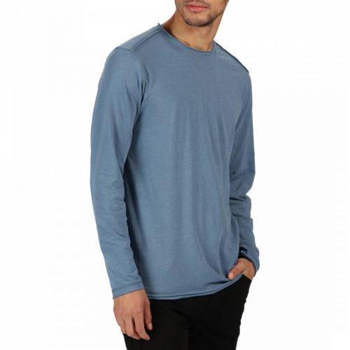 Blue Cotton Blend Sweatshirt