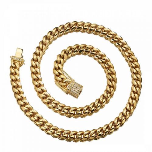 18K Gold Cable & CZ Clasp Necklace