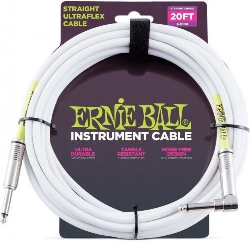 Ernie Ball 6047 20' Straight/Angle Instrument Cable White