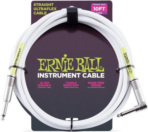 Ernie Ball 6049 10' Straight/Angle Instrument Cable White