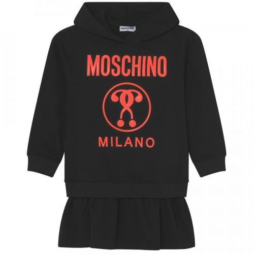 Moschino Girls Milano Hooded Black Dress Black