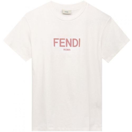 Fendi Girls Logo T-Shirt White, 4 YEARS / WHITE