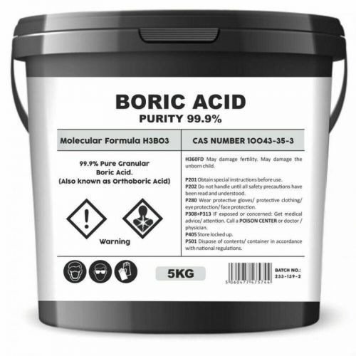 (5Kg) Boric Acid 99.9% Hydrogen Borate Acid PSN Bucket