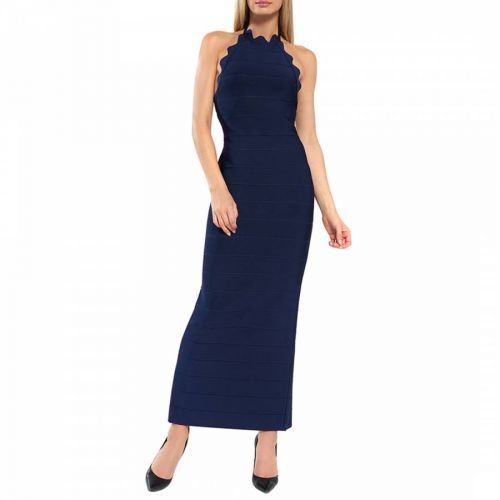 Navy Scallop Edge Gown