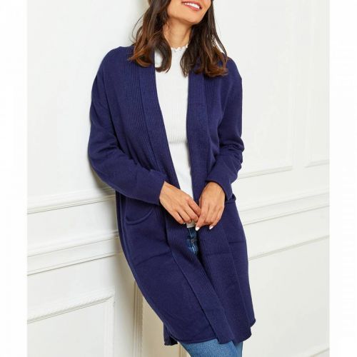 Navy Cashmere Blend Longline Cardigan