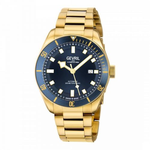 Men's Gold Yorkville Blue Dial IP Stainless Steel Watch