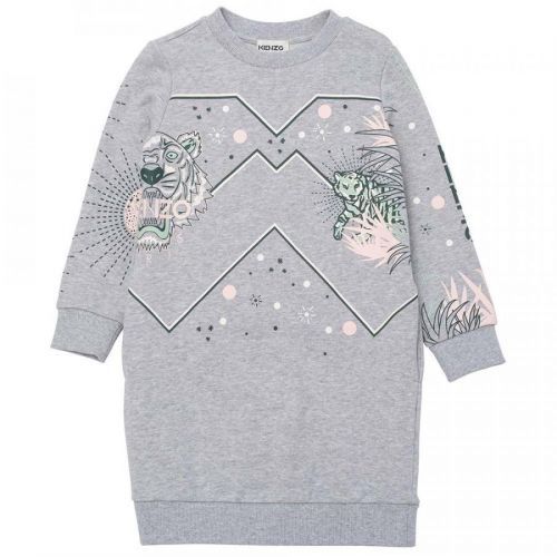 Kenzo Girls Tiger Sweatshirt Dress Grey, 2A / GREY