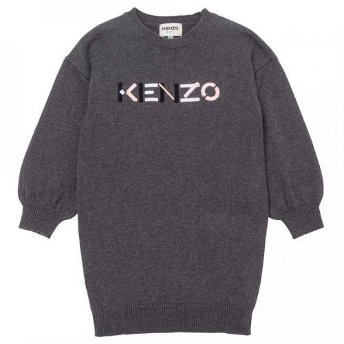 Kenzo Girls Logo Dress Grey, 8A / GREY