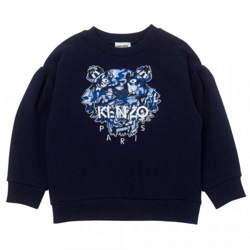 Kenzo Girls Tiger Logo Sweater Navy, 4A / NAVY