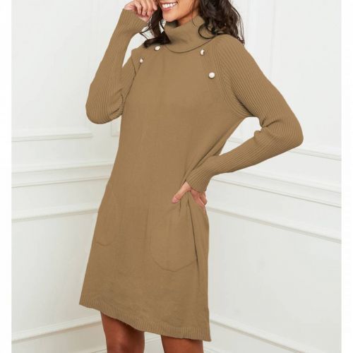 Camel Roll Neck Cashmere Blend Jumper