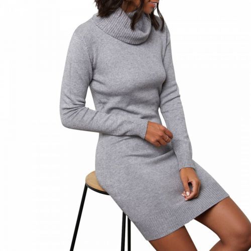 Grey Cashmere Blend Fitted Dress