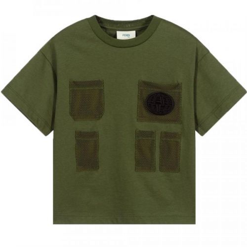 Fendi Boys Basic Cotton T-shirt Green, 8 YEARS / GREEN
