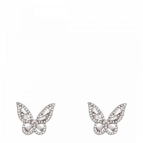 Silver Plated Embellished Butterfly Earrings
