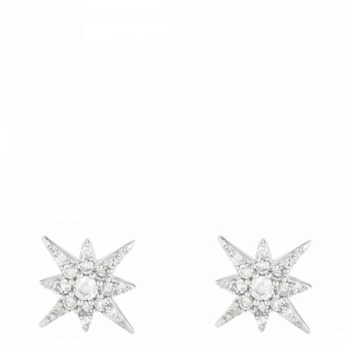 Silver Diamond Star Stud Earrings