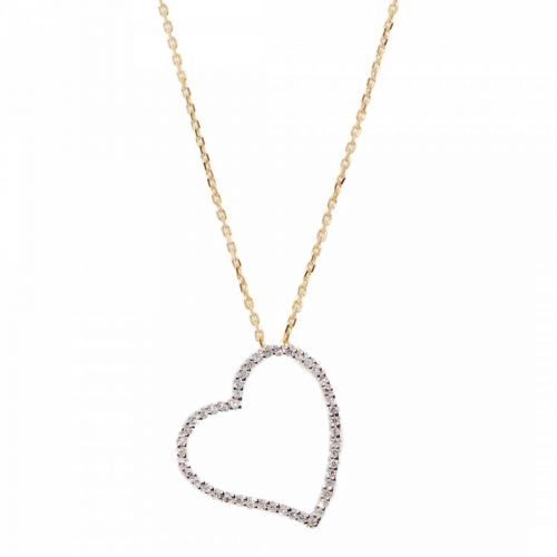 Gold Diamond Embellished Heart Pendant Necklace
