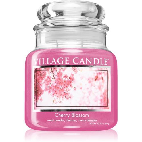 Village Candle Cherry Blossom scented candle (Glass Lid) 389 g