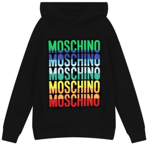Moschino Boys Multi Logo Hoodie Black, 8 Years / Black