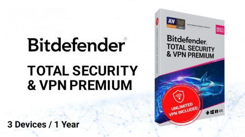 Bitdefender Total Security + VPN 3 Devices/1 Year