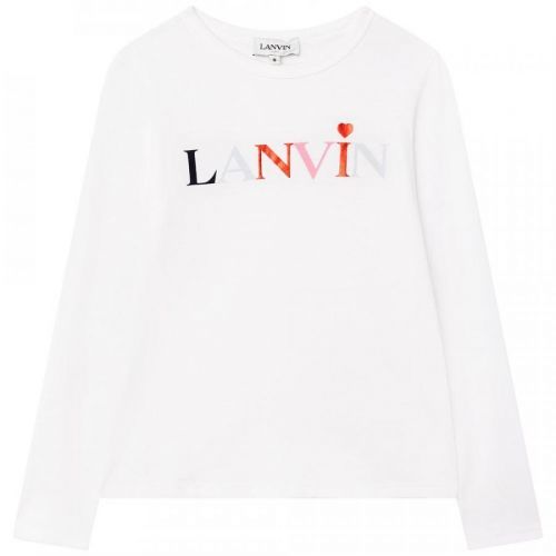Lanvin Girls Logo Print Long Sleeved T-Shirt White, 8 Years / White