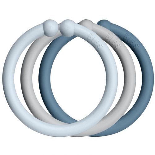 BIBS Loops hanging rings Baby Blue / Cloud / Petrol 12 pc