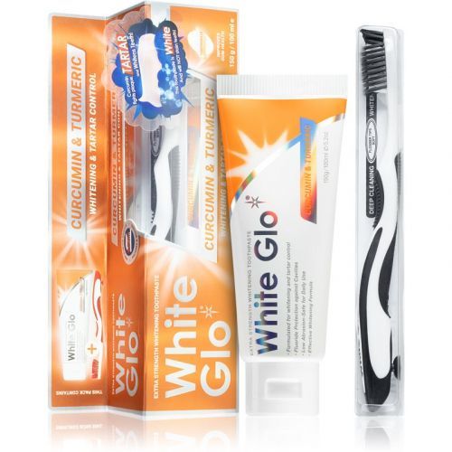White Glo Coconut Oil Shine Whitening Toothpaste with Brush Curcumin and Turmeric 150 g